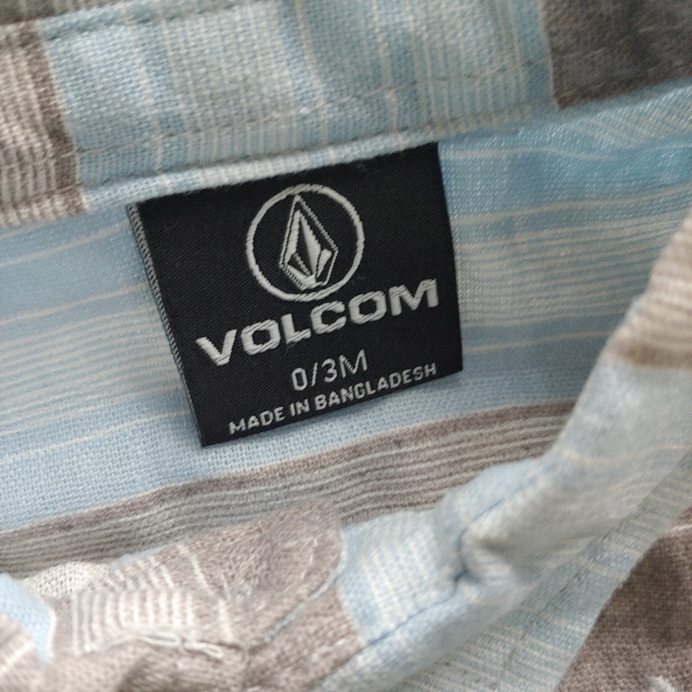 Volcom Blue and Gray Striped baby romper - Picture 8 of 9